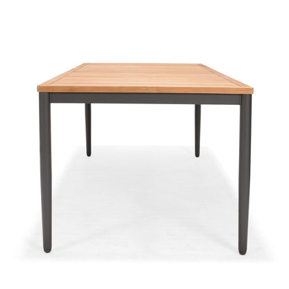 Topaz Rectangular Big Dining Table with warm wood slats and dark gray metal legs on Tampa Home & Garden Store