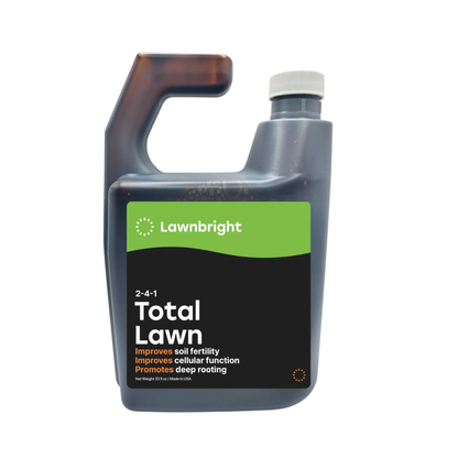 Total Lawn Liquid Fish Starter Fertilizer bottle by Lawnbright with gray container and cap on Tampa Home & Garden Store