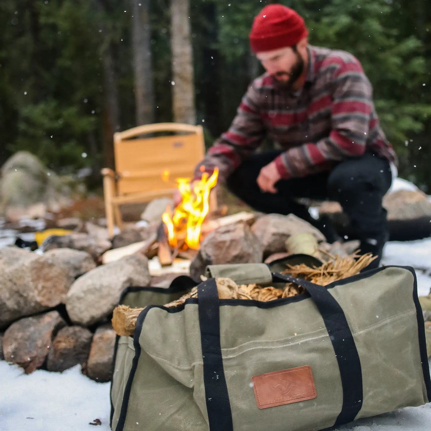 Tote Shape Canvas Firewood Log Carriers - Tampa Home & Garden Store