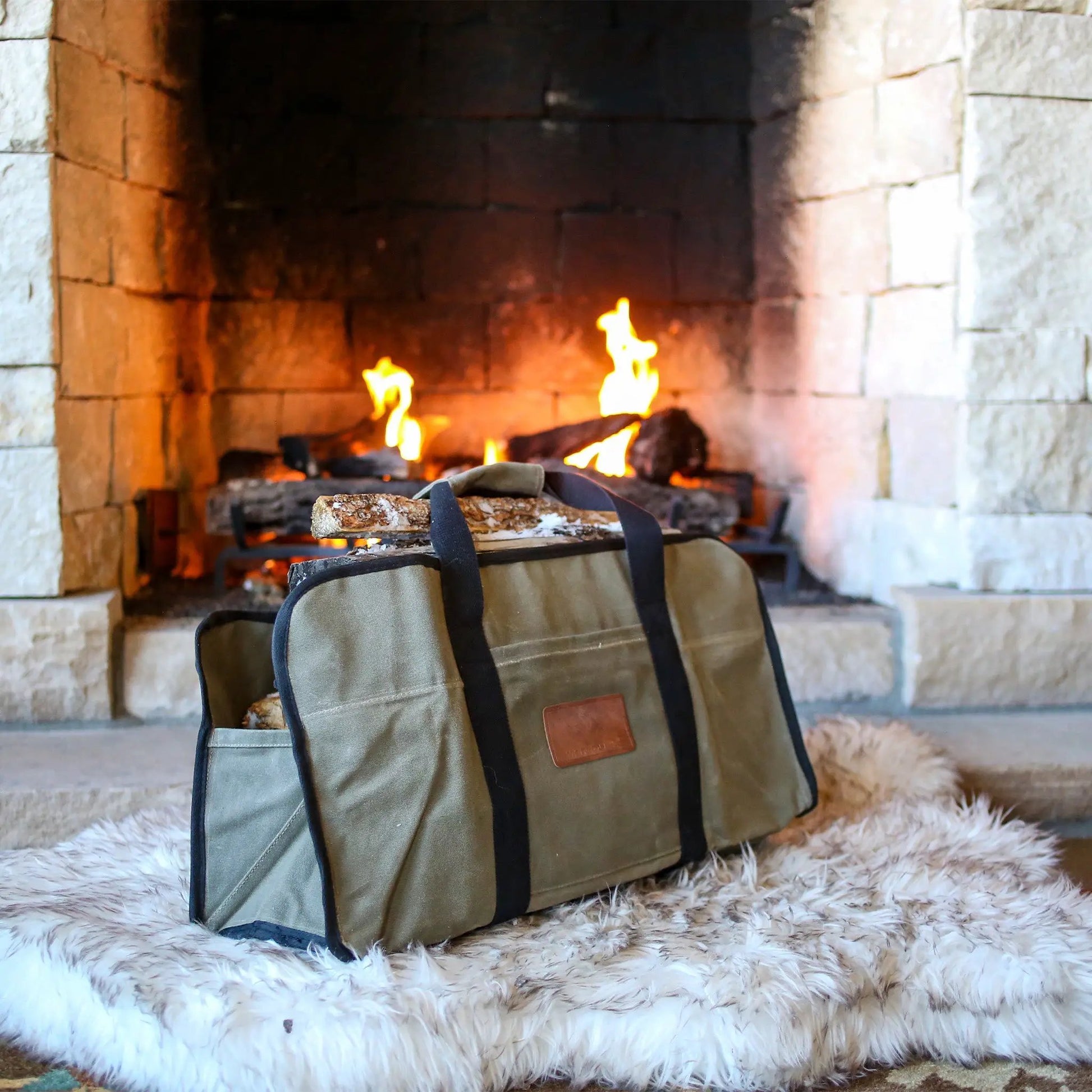 Tote Shape Canvas Firewood Log Carriers - Tampa Home & Garden Store