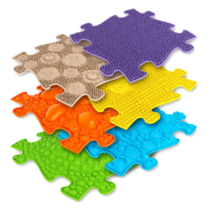 Tots Sensory Playmat Set interlocking foam mats in purple orange yellow blue green by TINNITOTS on Tampa Home & Garden Store
