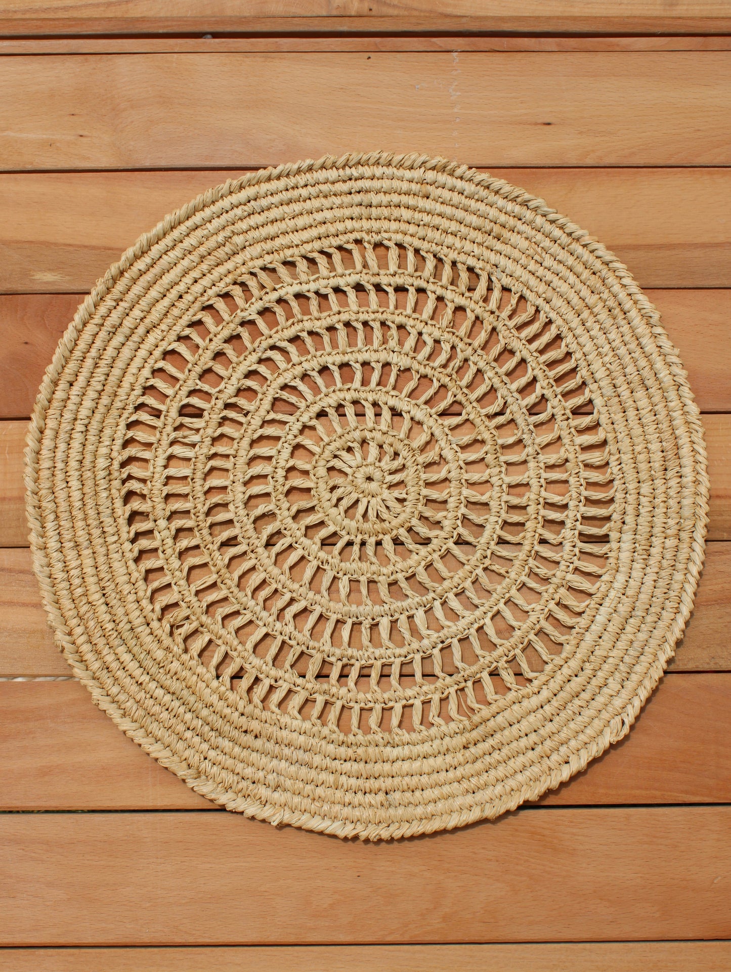 Tous Les Jours Raffia Placemat, Woven crochet tabletop - Tampa Home & Garden Store