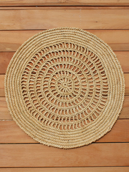 Tous Les Jours Raffia Placemat, Woven crochet tabletop - Tampa Home & Garden Store