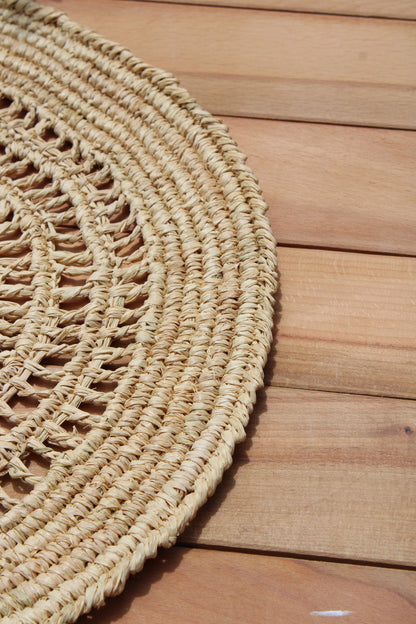 Tous Les Jours Raffia Placemat, Woven crochet tabletop - Tampa Home & Garden Store