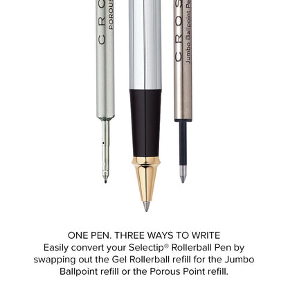 Townsend Medalist Rollerball Pen by A.T. Cross, silver chrome body with gold-tone nib, three nib options on Tampa Home & Garden Store