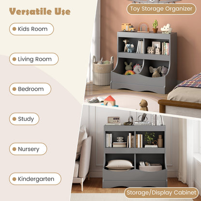 Toy Storage Organizer 4-Cubby Kids Bookcase for Toys and Books