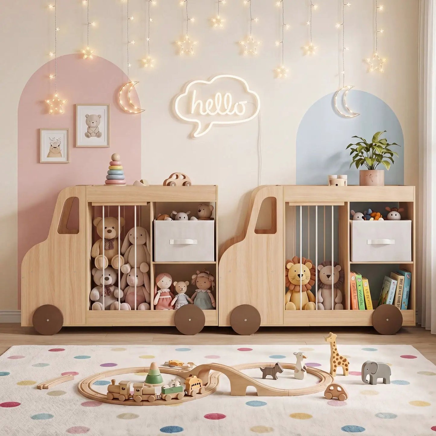 Kids Toy Storage Organizer with Wheels and Bin