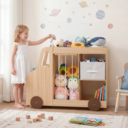 Kids Toy Storage Organizer with Wheels and Bin