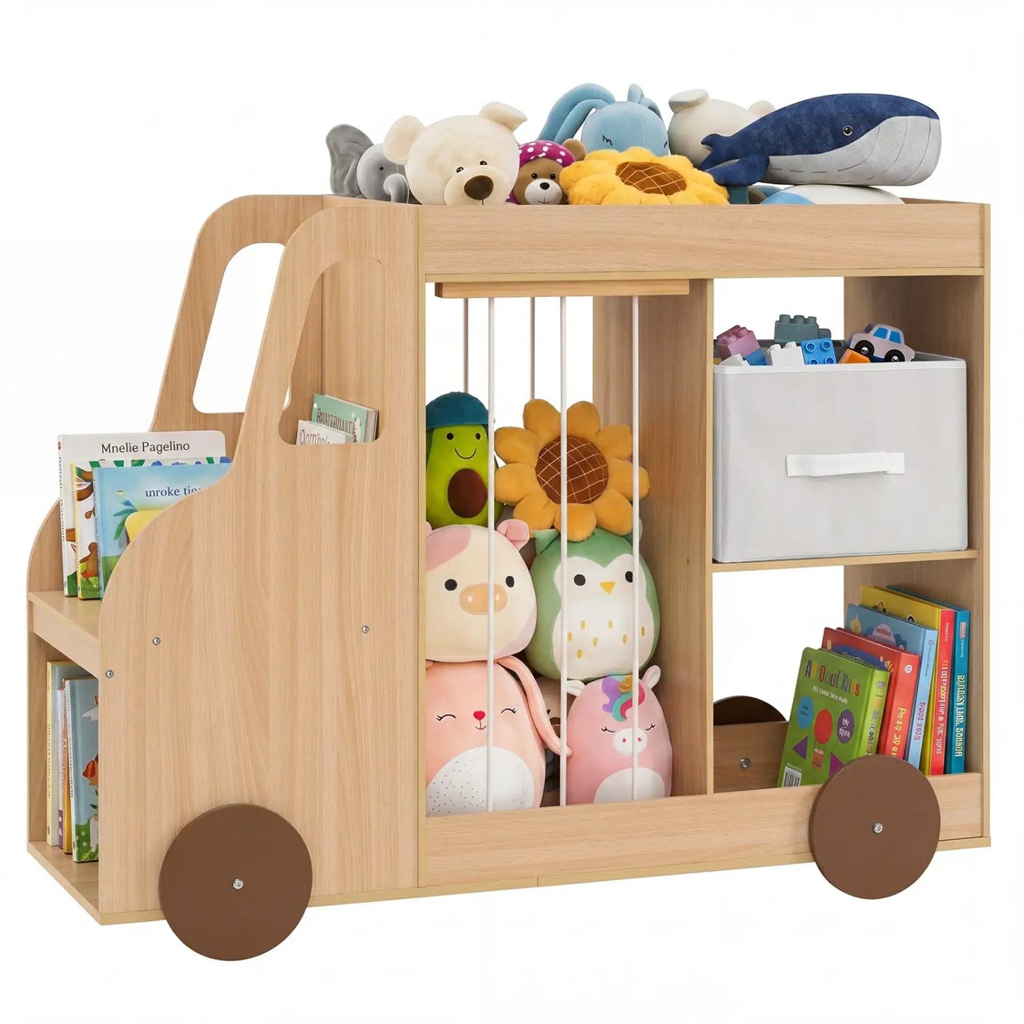 Kids Toy Storage Organizer with Wheels and Bin