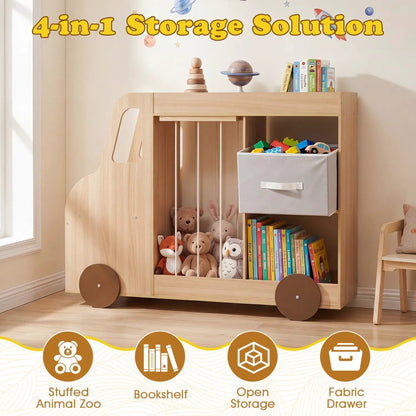 Kids Toy Storage Organizer with Wheels and Bin