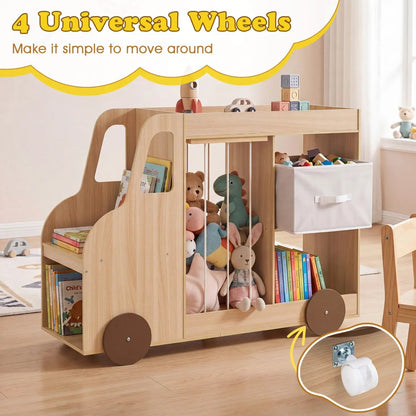 Kids Toy Storage Organizer with Wheels and Bin
