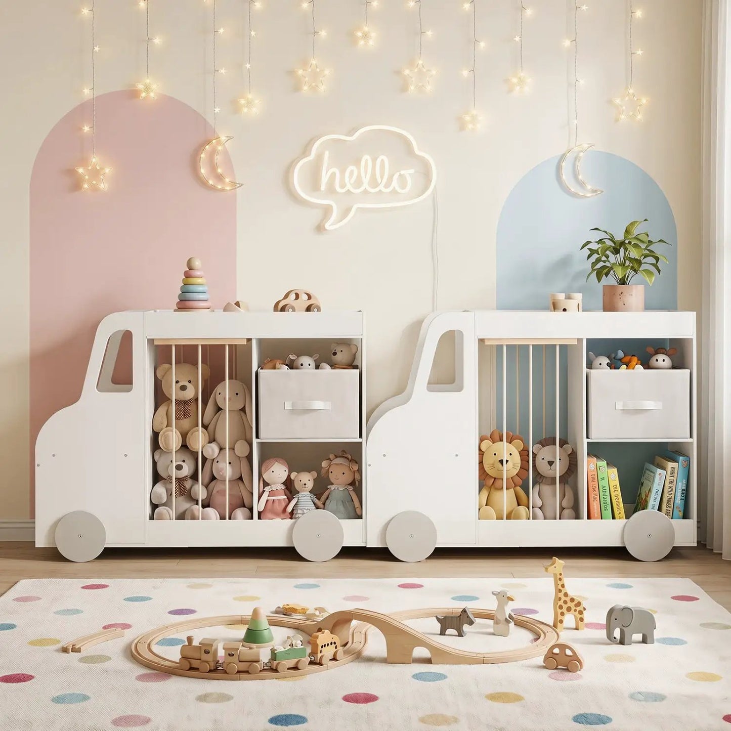 Kids Toy Storage Organizer with Wheels and Bin