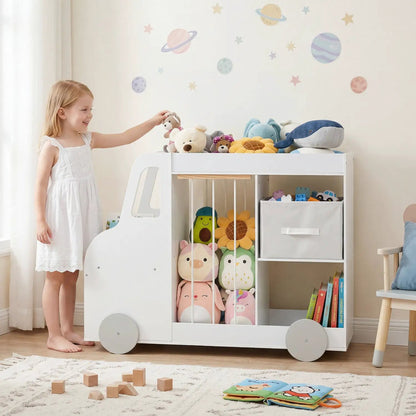 Kids Toy Storage Organizer with Wheels and Bin