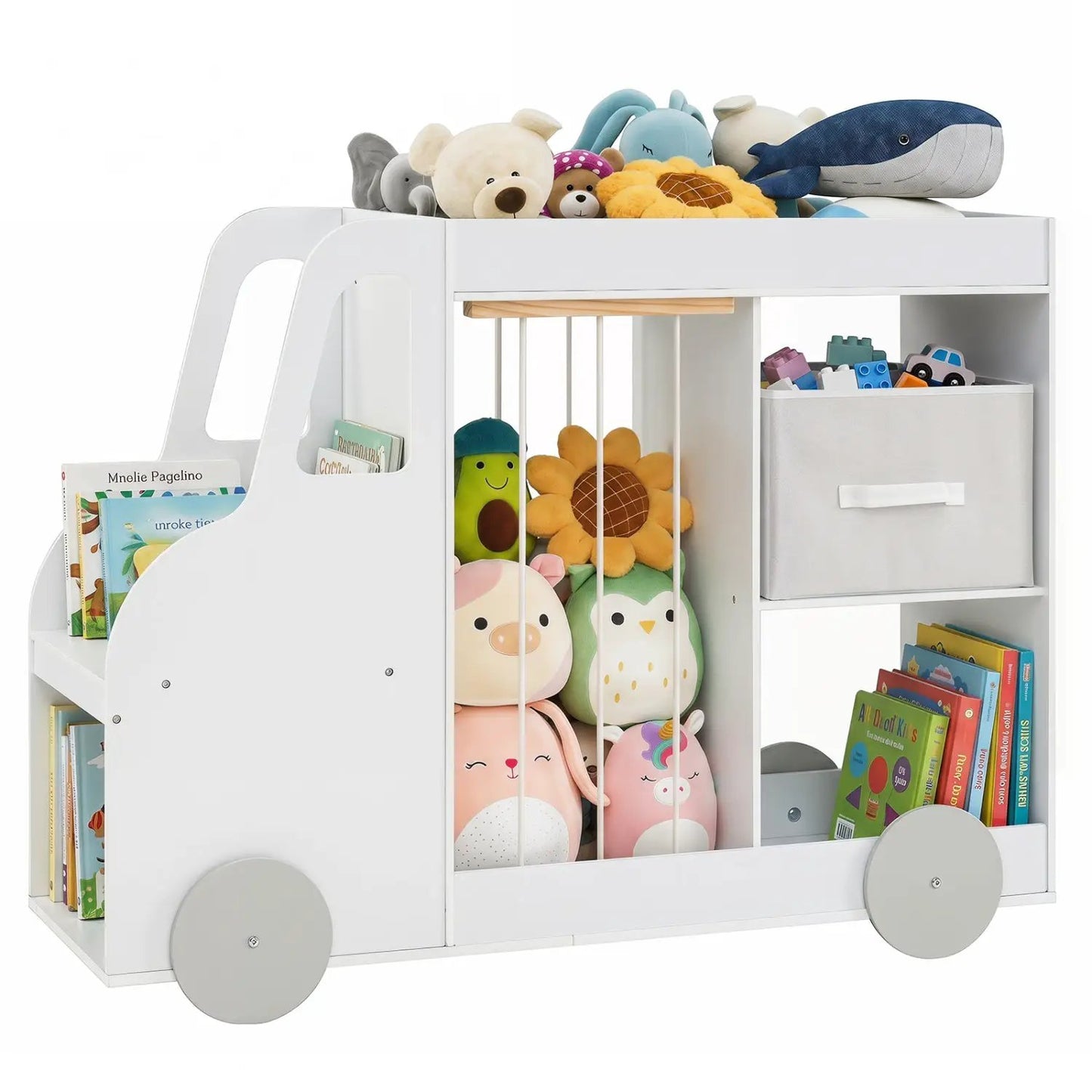 Kids Toy Storage Organizer with Wheels and Bin