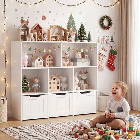 Kids Storage Organizer with 3 Drawers and 5 Cubbies, white storage unit by DirectDeals on Tampa Home & Garden Store