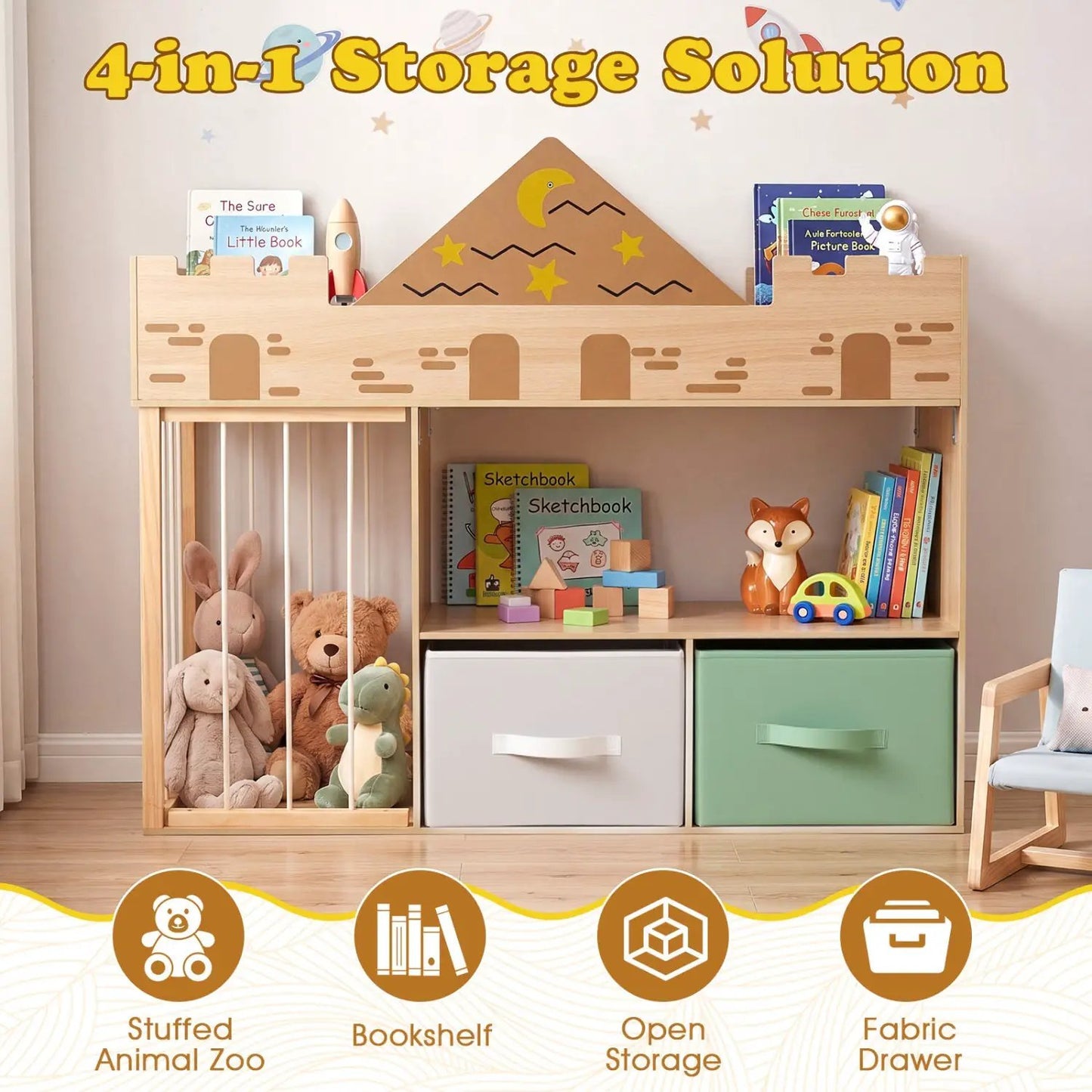 Kids Toy Storage Organizer with Plush Holder