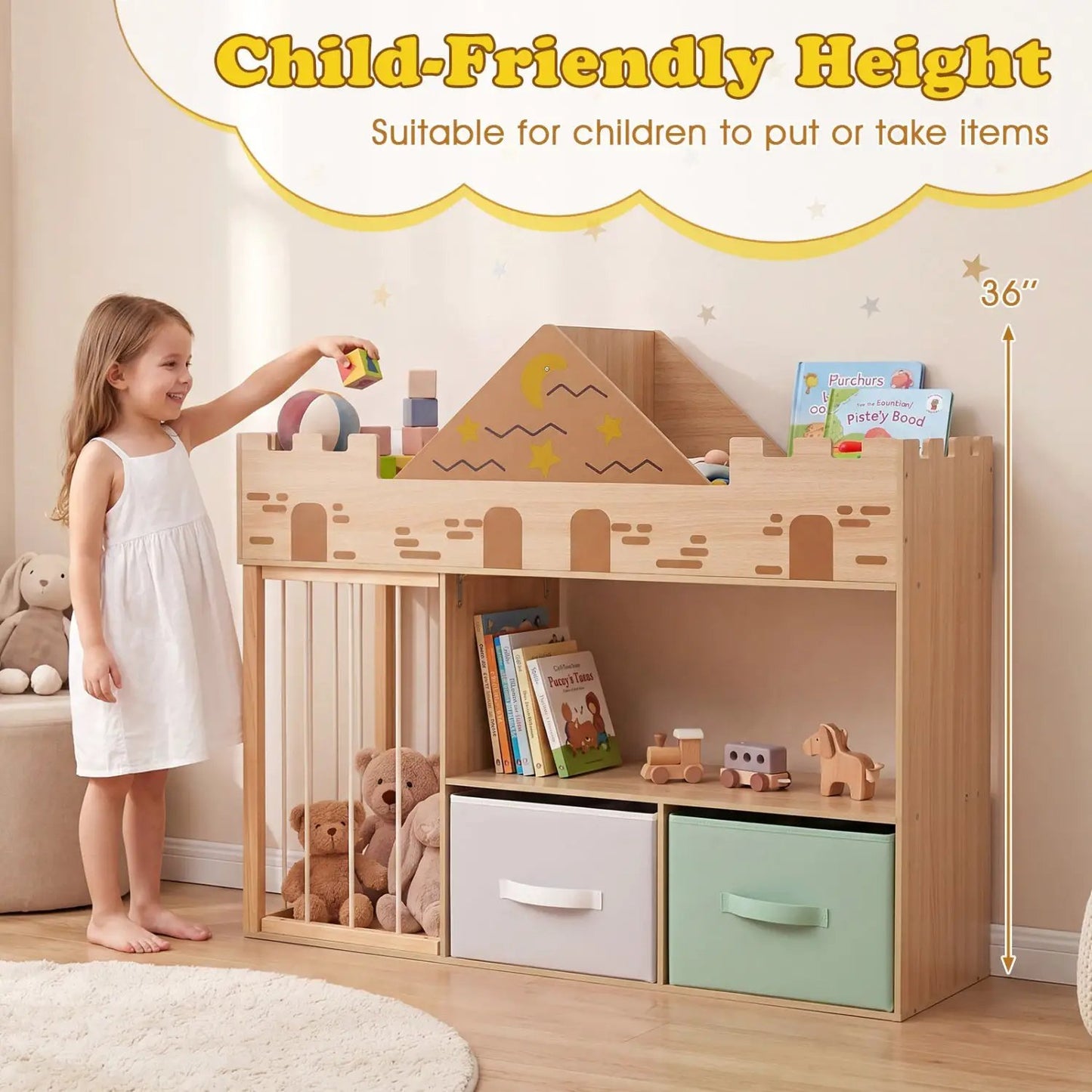 Kids Toy Storage Organizer with Plush Holder