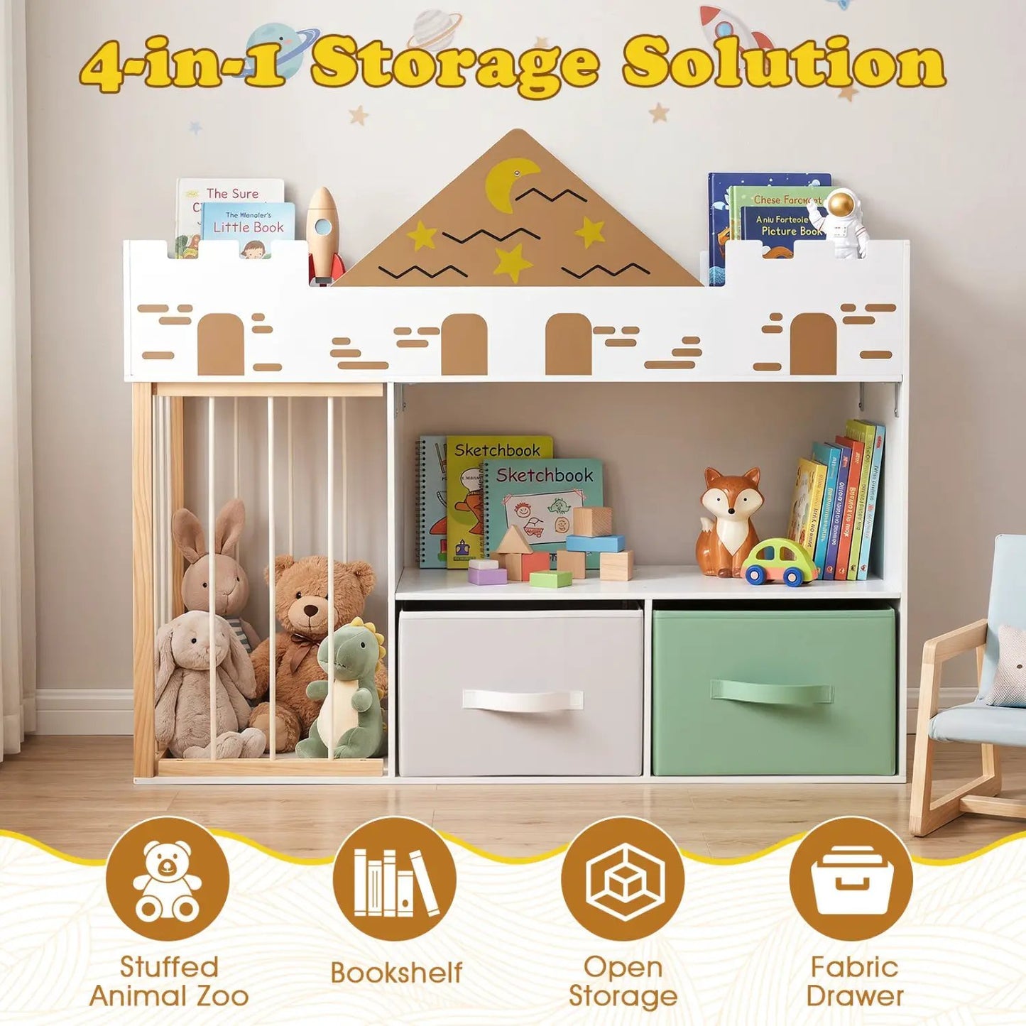 Kids Toy Storage Organizer with Plush Holder