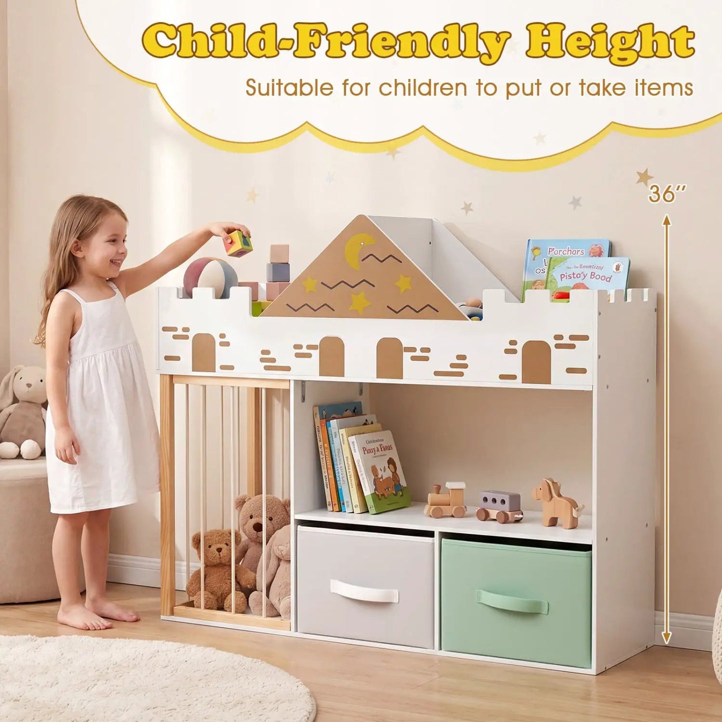 Kids Toy Storage Organizer with Plush Holder