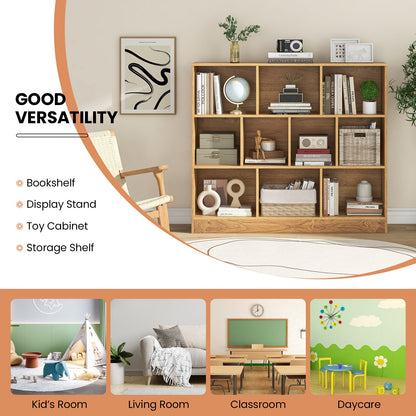 41 inches Wooden Toy Storage Organizer with 10 Cubes for Kids