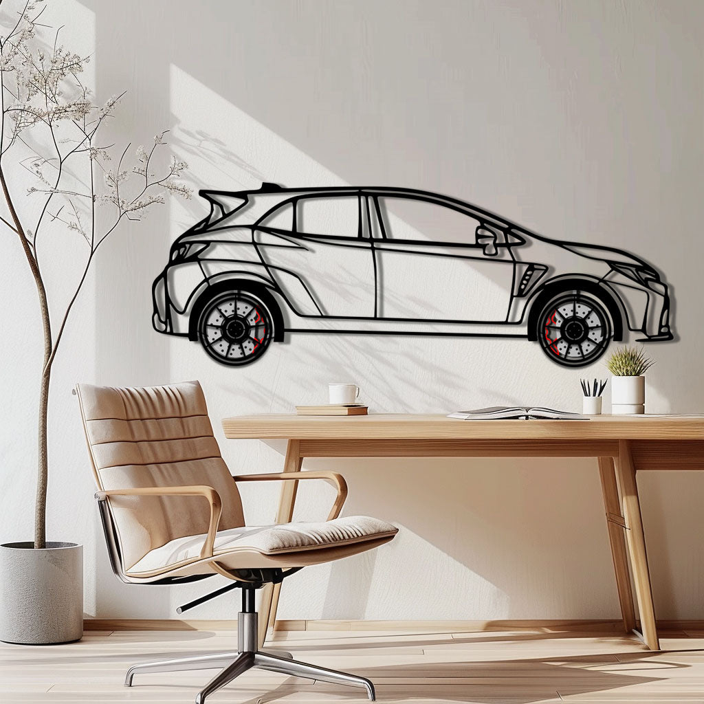 Toyota GR Corolla Metal Car Wall Art with Rotating Wheels - Rally-Inspired Hot Hatch Silhouette - Interactive JDM Automotive Decor - KAFMEKA158 - Tampa Home & Garden Store