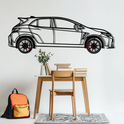 Toyota GR Corolla Metal Car Wall Art with Rotating Wheels - Rally-Inspired Hot Hatch Silhouette - Interactive JDM Automotive Decor - KAFMEKA158 - Tampa Home & Garden Store