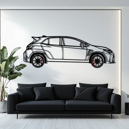 Toyota GR Corolla Metal Car Wall Art with Rotating Wheels - Rally-Inspired Hot Hatch Silhouette - Interactive JDM Automotive Decor - KAFMEKA158 - Tampa Home & Garden Store