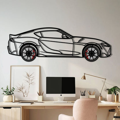 Toyota GR Supra (A90) Metal Car Wall Art with Rotating Wheels - Modern JDM Legend Silhouette - Interactive Automotive Wall Decor - KAFMEKA156 - Tampa Home & Garden Store