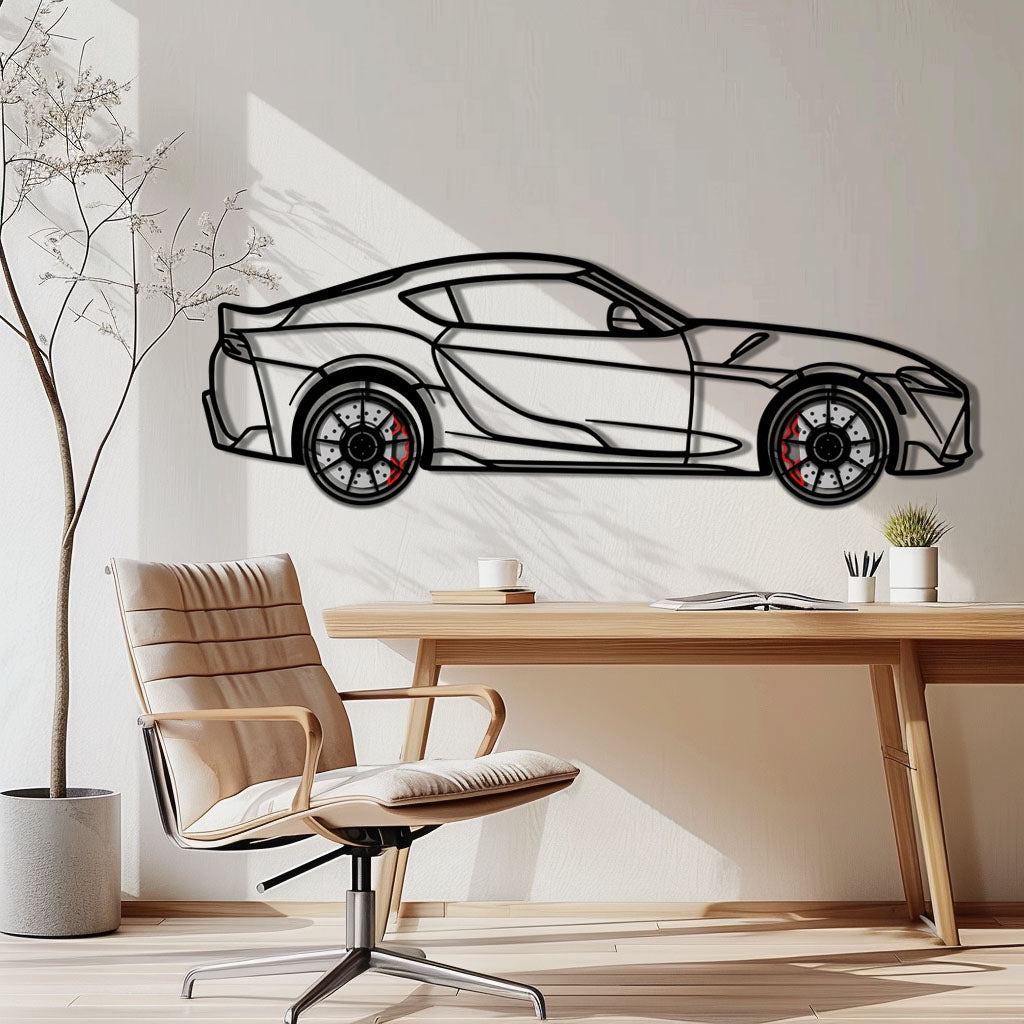 Toyota GR Supra (A90) Metal Car Wall Art with Rotating Wheels - Modern JDM Legend Silhouette - Interactive Automotive Wall Decor - KAFMEKA156 - Tampa Home & Garden Store
