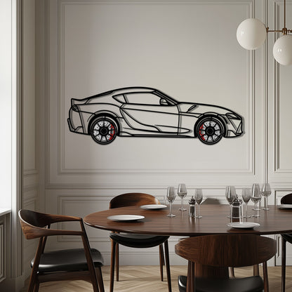 Toyota GR Supra (A90) Metal Car Wall Art with Rotating Wheels - Modern JDM Legend Silhouette - Interactive Automotive Wall Decor - KAFMEKA156 - Tampa Home & Garden Store