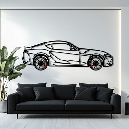 Toyota GR Supra (A90) Metal Car Wall Art with Rotating Wheels - Modern JDM Legend Silhouette - Interactive Automotive Wall Decor - KAFMEKA156 - Tampa Home & Garden Store
