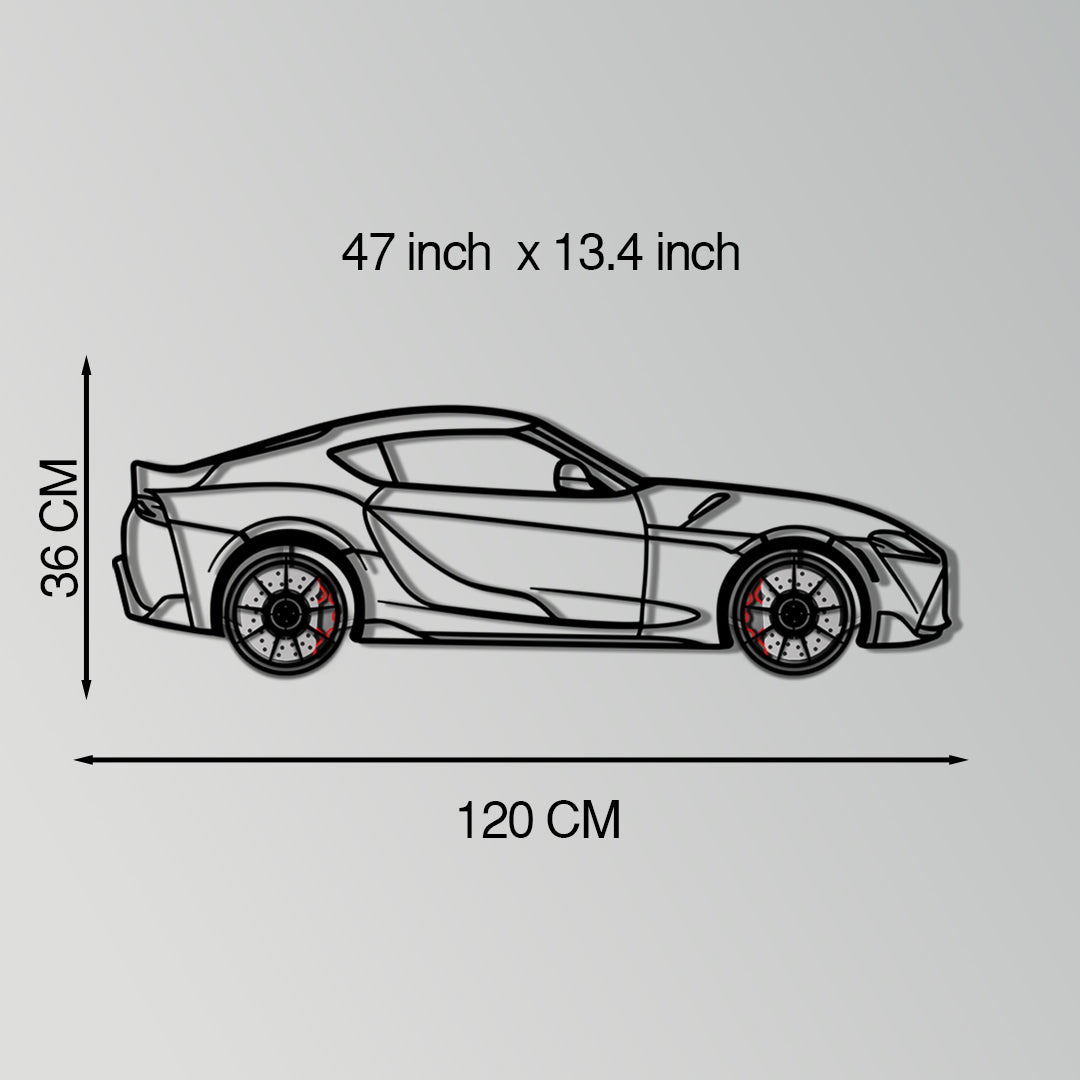 Toyota GR Supra (A90) Metal Car Wall Art with Rotating Wheels - Modern JDM Legend Silhouette - Interactive Automotive Wall Decor - KAFMEKA156 - Tampa Home & Garden Store