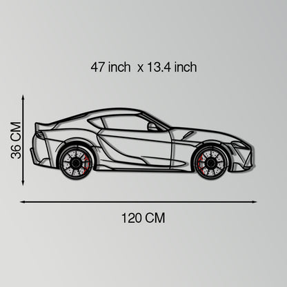 Toyota GR Supra (A90) Metal Car Wall Art with Rotating Wheels - Modern JDM Legend Silhouette - Interactive Automotive Wall Decor - KAFMEKA156 - Tampa Home & Garden Store