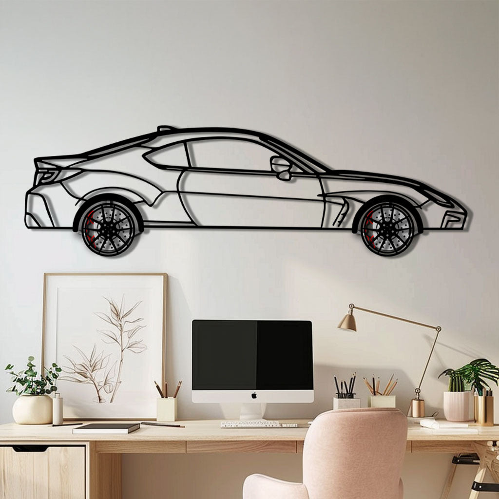 Toyota GR86 Metal Car Wall Art with Rotating Wheels - Modern JDM Sports Coupe Silhouette - Interactive Automotive Wall Decor - KAFMEKA157 - Tampa Home & Garden Store