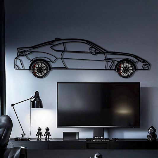 Toyota GR86 Metal Car Wall Art with Rotating Wheels - Modern JDM Sports Coupe Silhouette - Interactive Automotive Wall Decor - KAFMEKA157 - Tampa Home & Garden Store