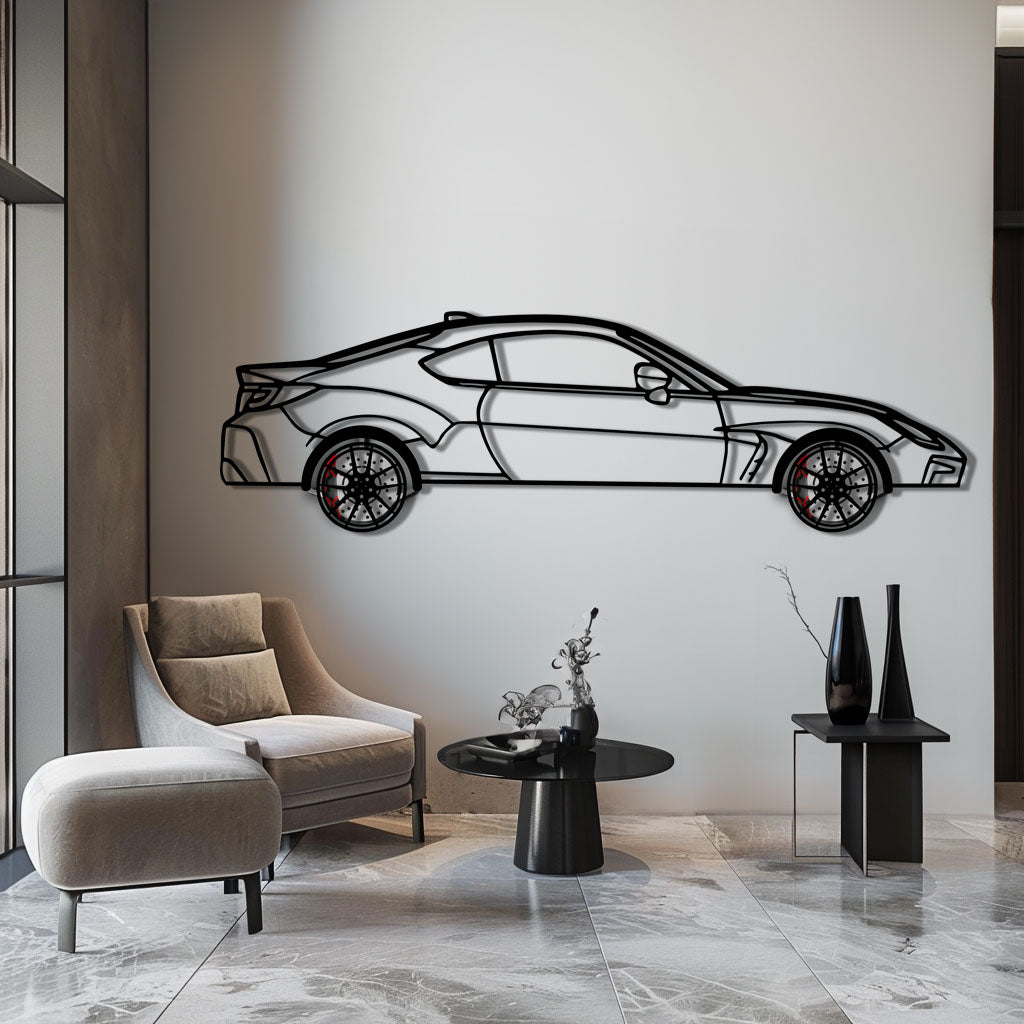 Toyota GR86 Metal Car Wall Art with Rotating Wheels - Modern JDM Sports Coupe Silhouette - Interactive Automotive Wall Decor - KAFMEKA157 - Tampa Home & Garden Store