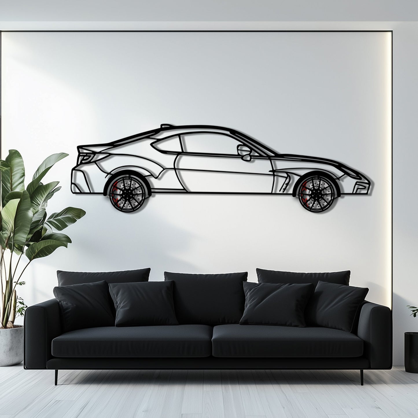 Toyota GR86 Metal Car Wall Art with Rotating Wheels - Modern JDM Sports Coupe Silhouette - Interactive Automotive Wall Decor - KAFMEKA157 - Tampa Home & Garden Store