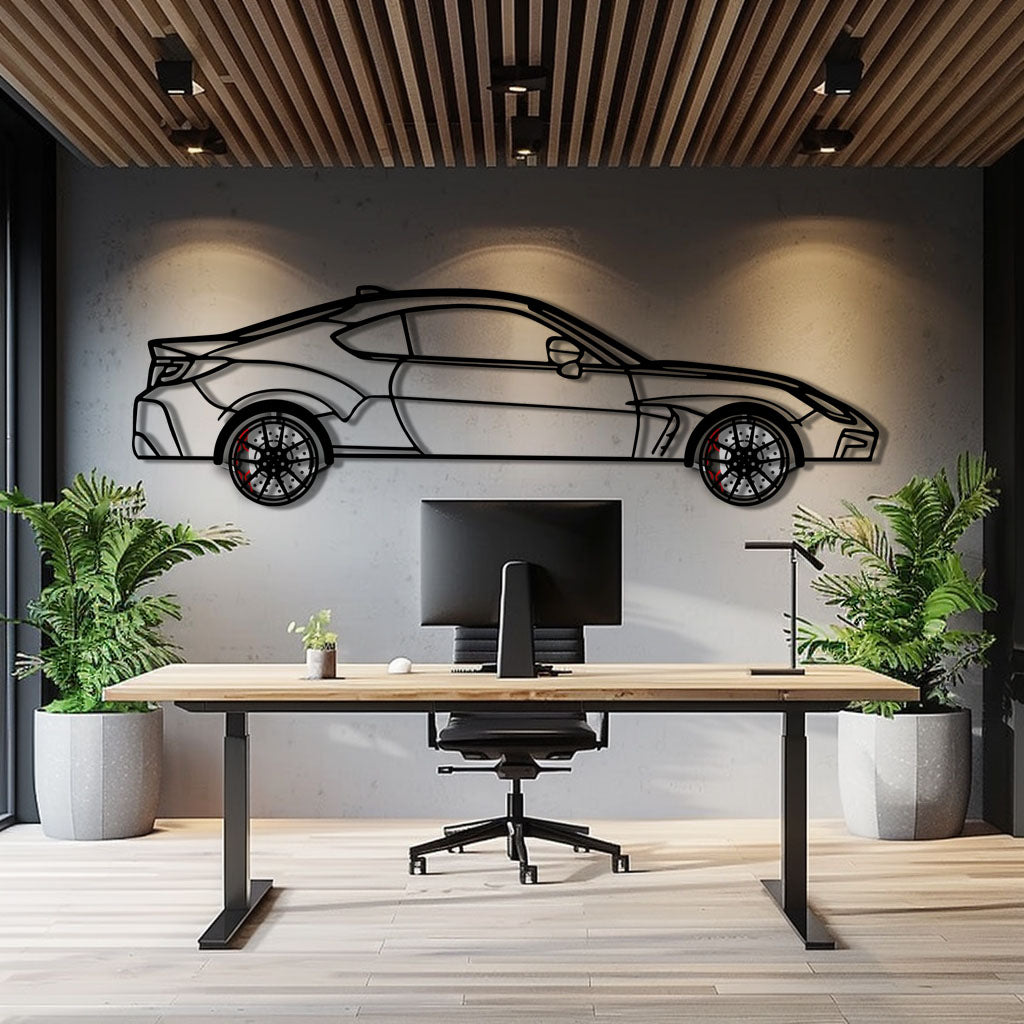 Toyota GR86 Metal Car Wall Art with Rotating Wheels - Modern JDM Sports Coupe Silhouette - Interactive Automotive Wall Decor - KAFMEKA157 - Tampa Home & Garden Store