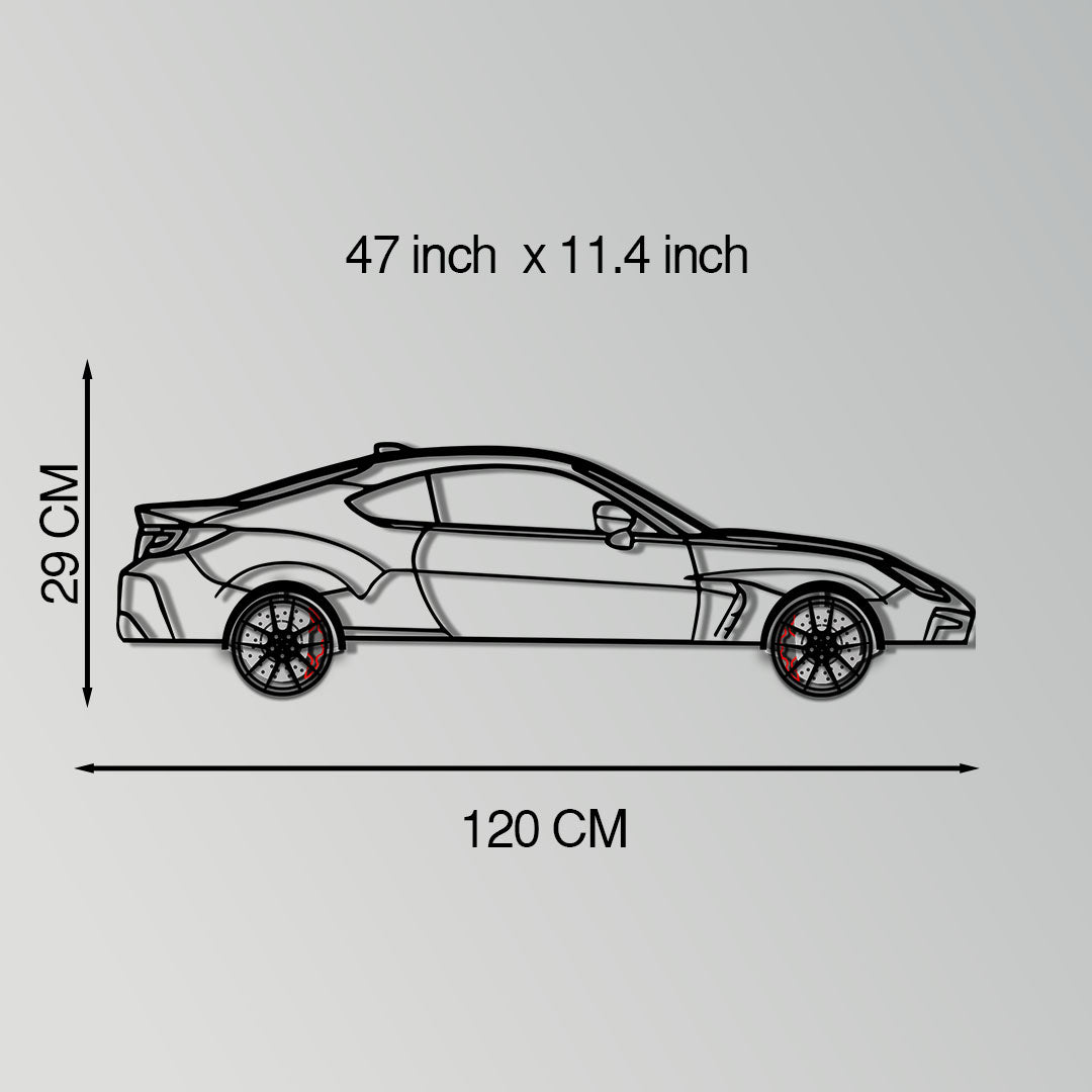 Toyota GR86 Metal Car Wall Art with Rotating Wheels - Modern JDM Sports Coupe Silhouette - Interactive Automotive Wall Decor - KAFMEKA157 - Tampa Home & Garden Store