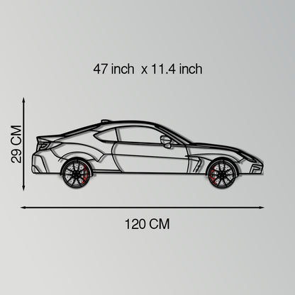 Toyota GR86 Metal Car Wall Art with Rotating Wheels - Modern JDM Sports Coupe Silhouette - Interactive Automotive Wall Decor - KAFMEKA157 - Tampa Home & Garden Store