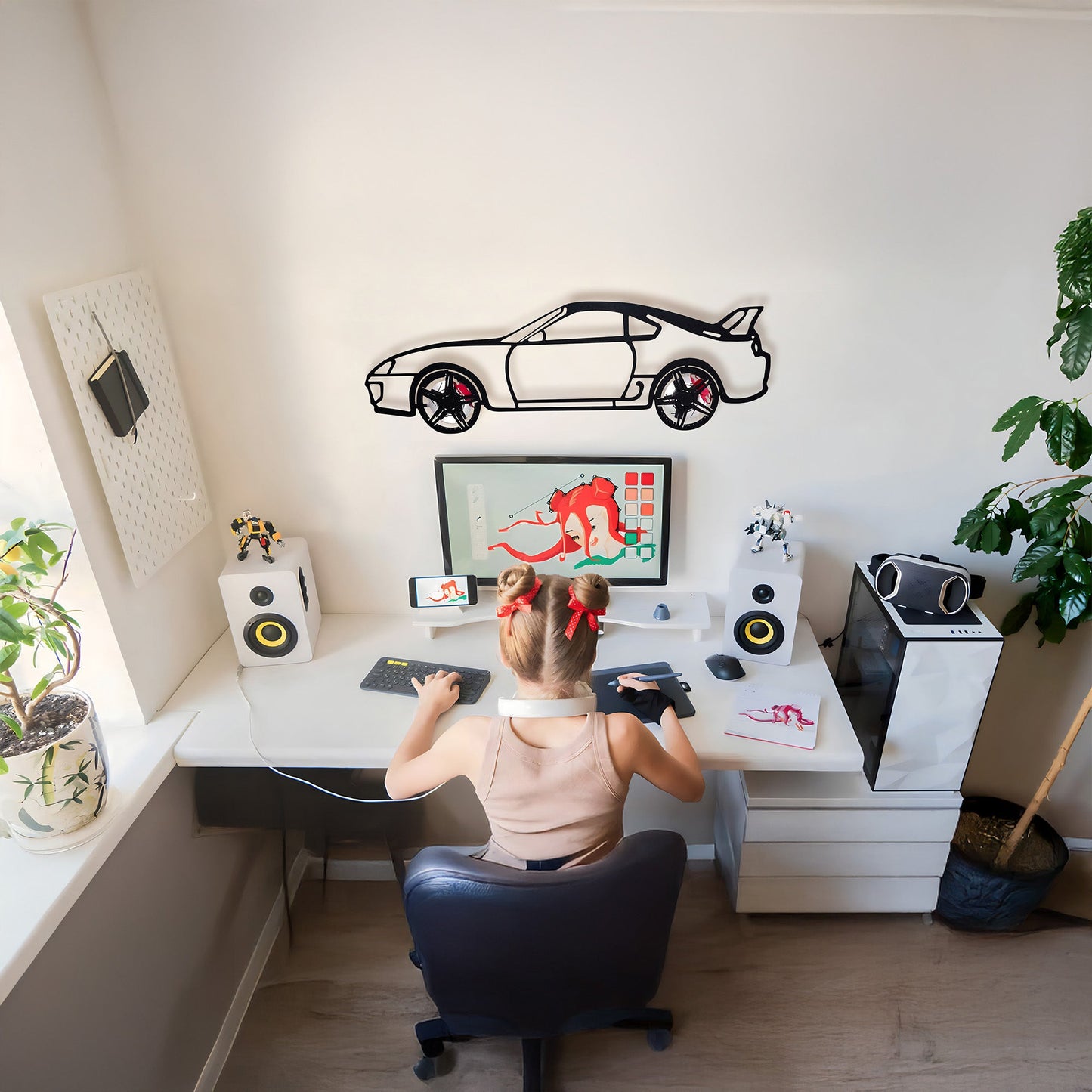 Toyota Supra MK4 Wall Art – JDM Legend Steel Silhouette with Spinning Wheels-KAFMEKA043 - Tampa Home & Garden Store