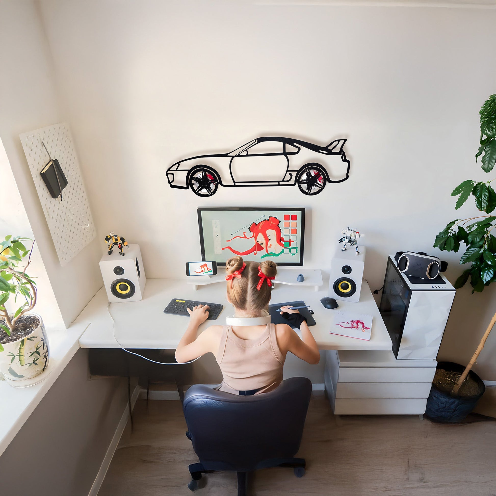 Toyota Supra MK4 Wall Art – JDM Legend Steel Silhouette with Spinning Wheels-KAFMEKA043 - Tampa Home & Garden Store