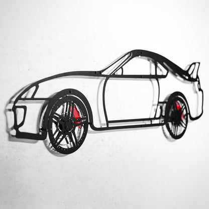 Toyota Supra MK4 Wall Art – JDM Legend Steel Silhouette with Spinning Wheels-KAFMEKA043 - Tampa Home & Garden Store