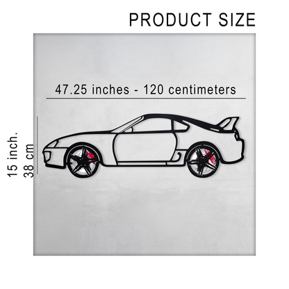 Toyota Supra MK4 Wall Art – JDM Legend Steel Silhouette with Spinning Wheels-KAFMEKA043 - Tampa Home & Garden Store