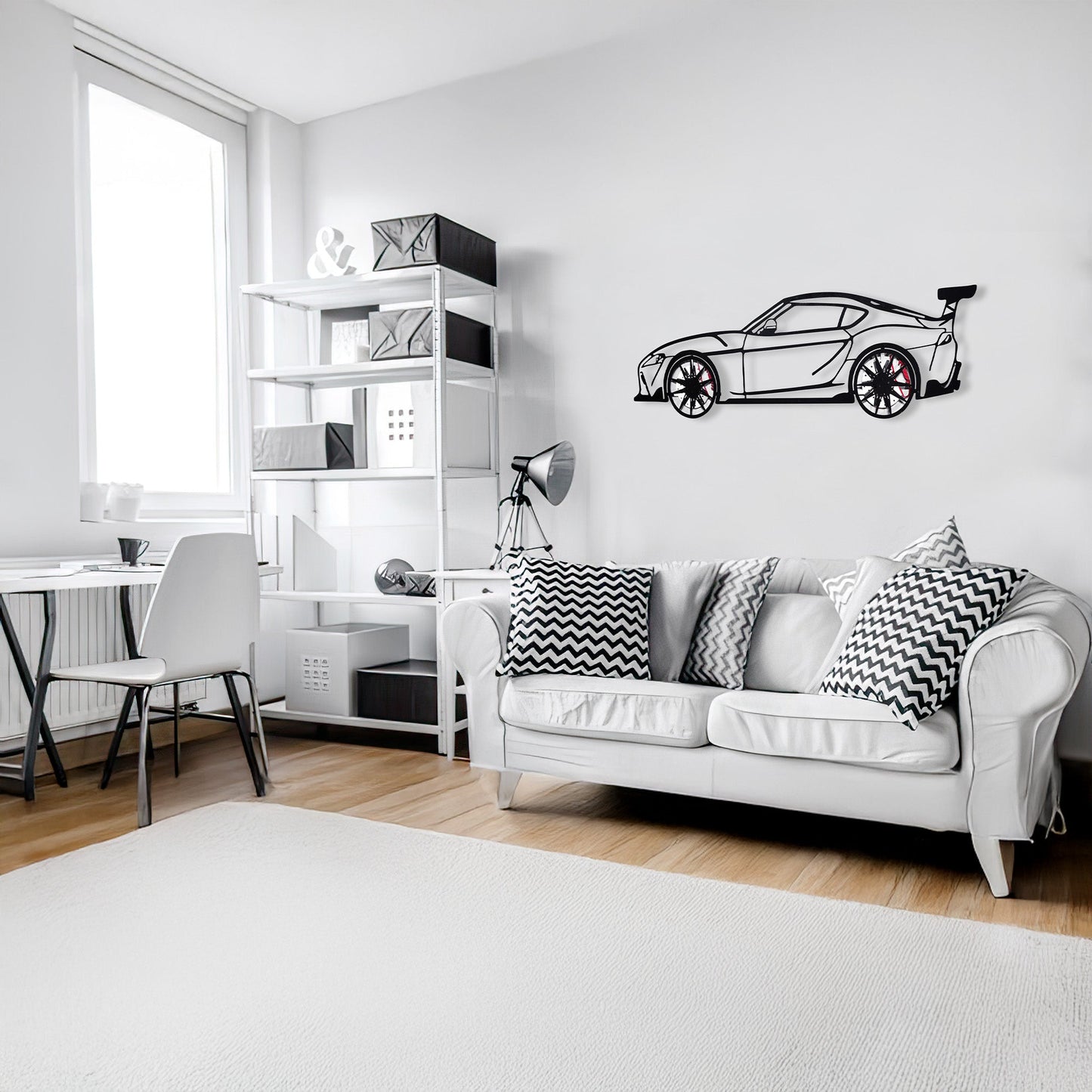 Toyota Supra MK5 Wall Art – Modern JDM Steel Silhouette with Spinning Wheels-KAFMEKA044 - Tampa Home & Garden Store
