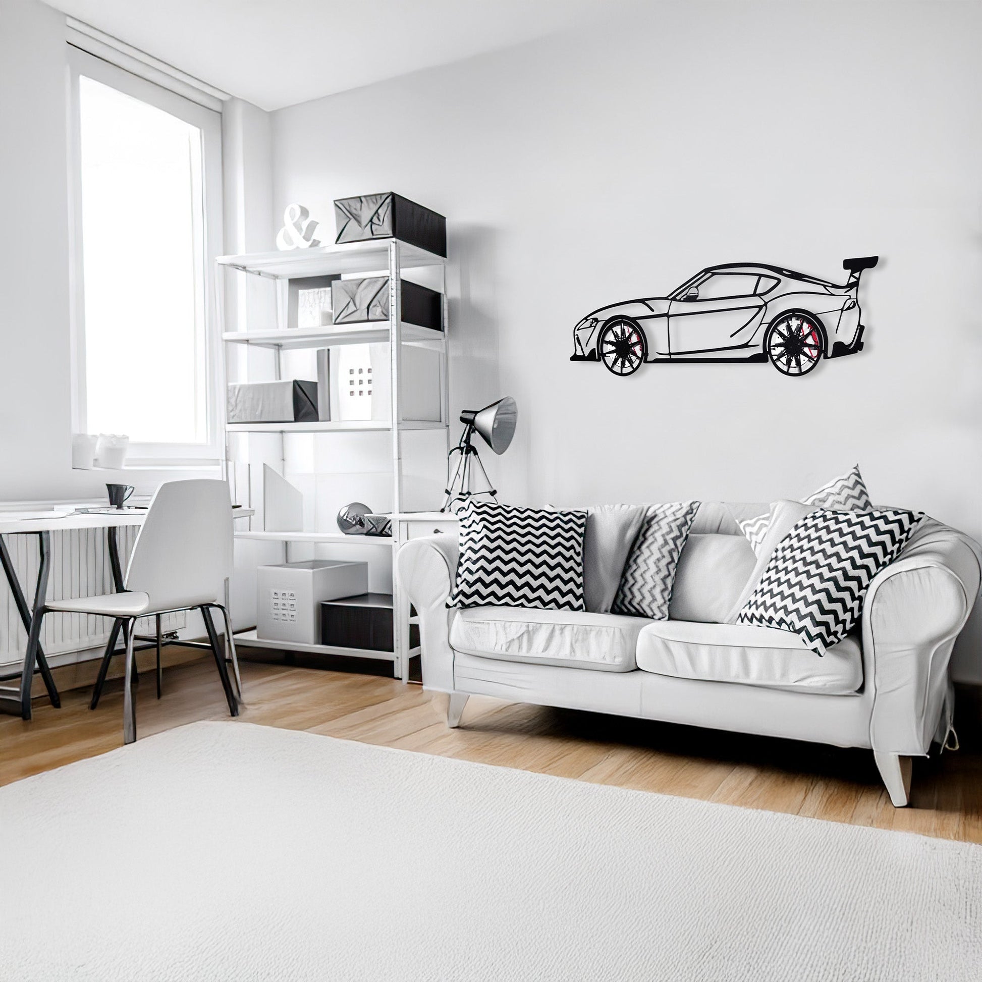 Toyota Supra MK5 Wall Art – Modern JDM Steel Silhouette with Spinning Wheels-KAFMEKA044 - Tampa Home & Garden Store