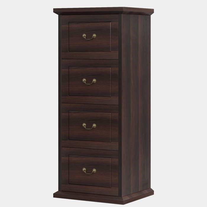 Traditional Vertical File Cabinet in Walnut Wood Finish with 4 Storage Drawers - Tampa Home & Garden Store