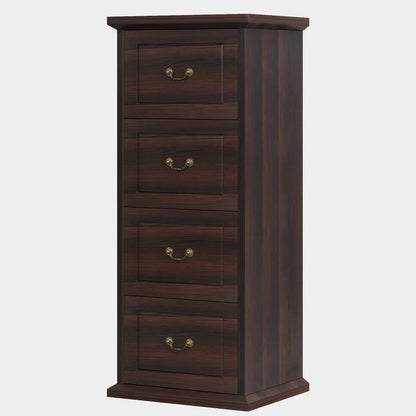 Traditional Vertical File Cabinet in Walnut Wood Finish with 4 Storage Drawers - Tampa Home & Garden Store