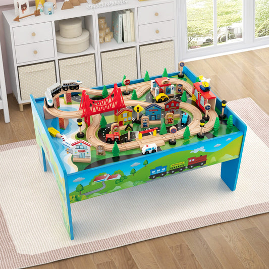 80-Piece Wooden Train Set and Table - Tampa Home & Garden Store