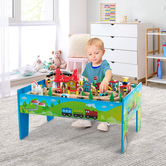 80-Piece Wooden Train Set and Table - Tampa Home & Garden Store